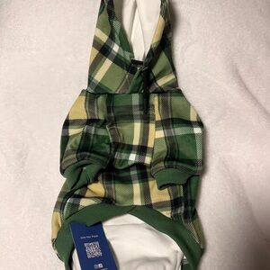 Green Plaid Dog Hoodie